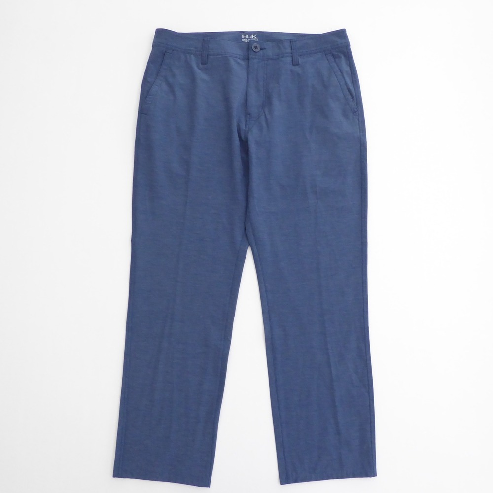 Huk Mens Waypoint Performance Fishing Pants Blue Polyester Stretch Size 36
